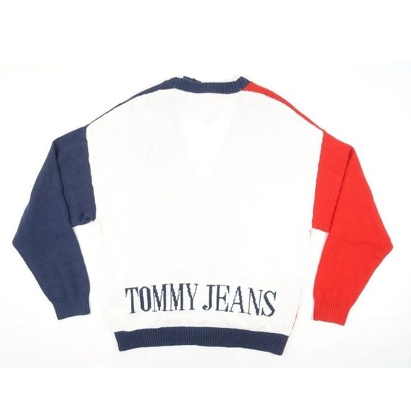 NWT TOMMY HILFIGER JEANS COLOR BLOCK RED WHITE BLUE SiZE LARGE (SAME AS PHOTO) - Picture 2 of 9